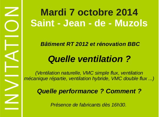 5 à 7 de l’éco-construction : Quelle ventilation ? Quelle performance ? Comment ?