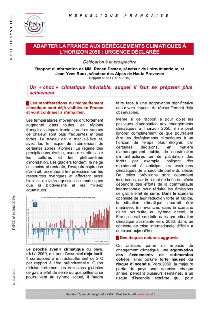 couverture du rapport sénatorial