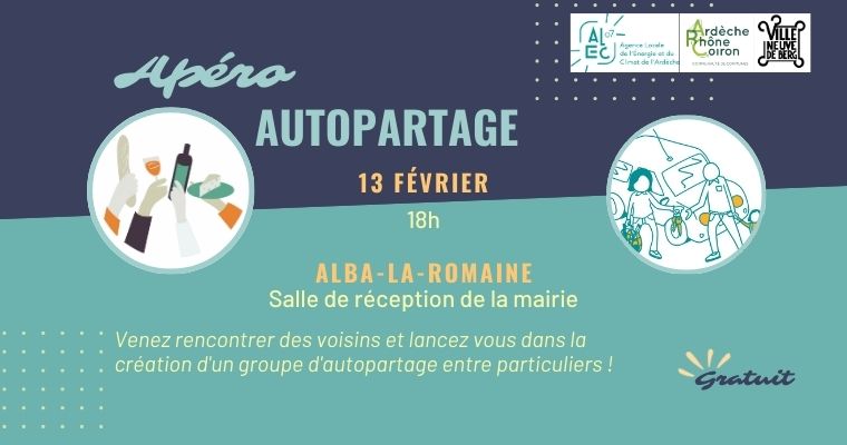 Apéro autopartage – Rencontre et découverte de l’autopartage entre particuliers – Alba-la-Romaine