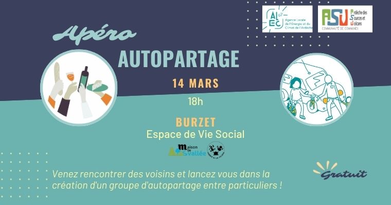 Apéro autopartage – Rencontre et découverte de l’autopartage entre particuliers – Burzet