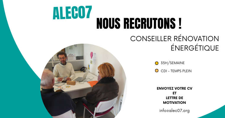 L’ALEC07 recrute un(e) conseiller(e) en rénovation énergétique